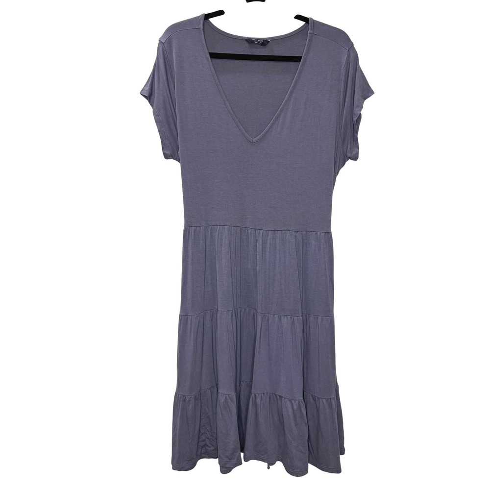 Lucky Brand Tiered V-Neck Mini Dress Size L Cottage Spring Coastal Jersey knit